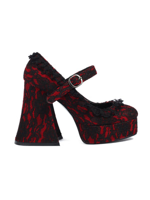 Platform Mary Jane Shoes With Strappy Soles And Lace Details 6639