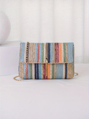 Colorful Straw Crossbody Bag For Vacation