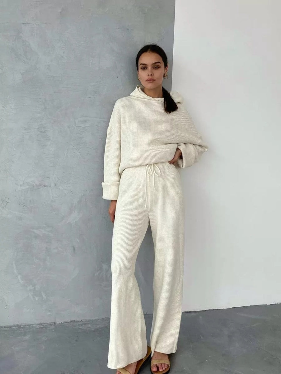 Liber Autumn women's hooded solid color sweatshirt long sleeve two-piece suit