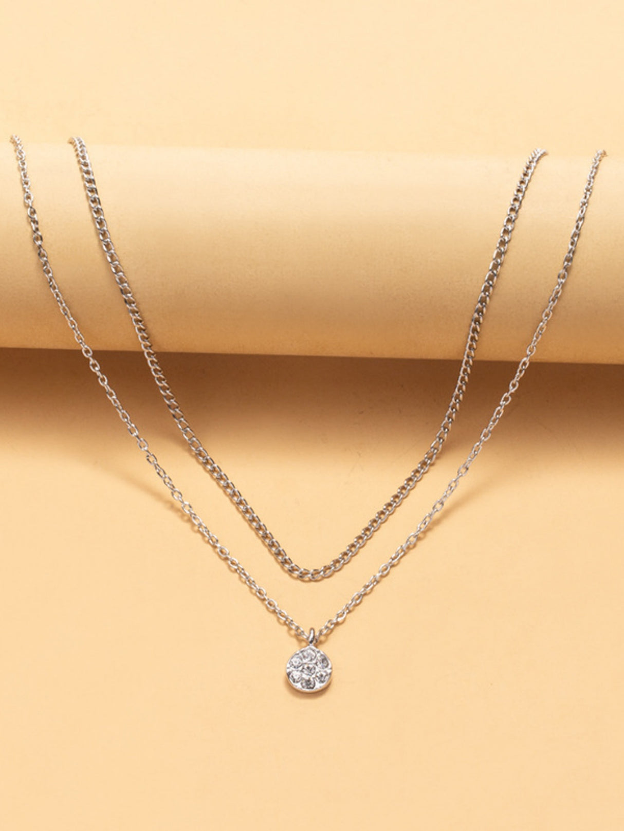 Diamond-set Multi-layered Pendant Necklace