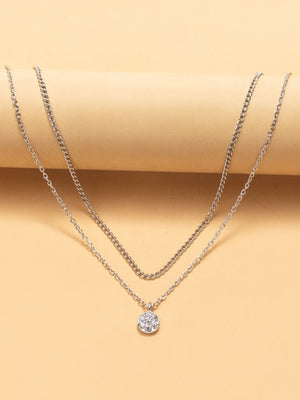Diamond-set Multi-layered Pendant Necklace