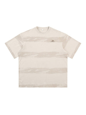 【EXPÉDITION NORMALE】T-shirts à rayures tie-dye et broderie pure