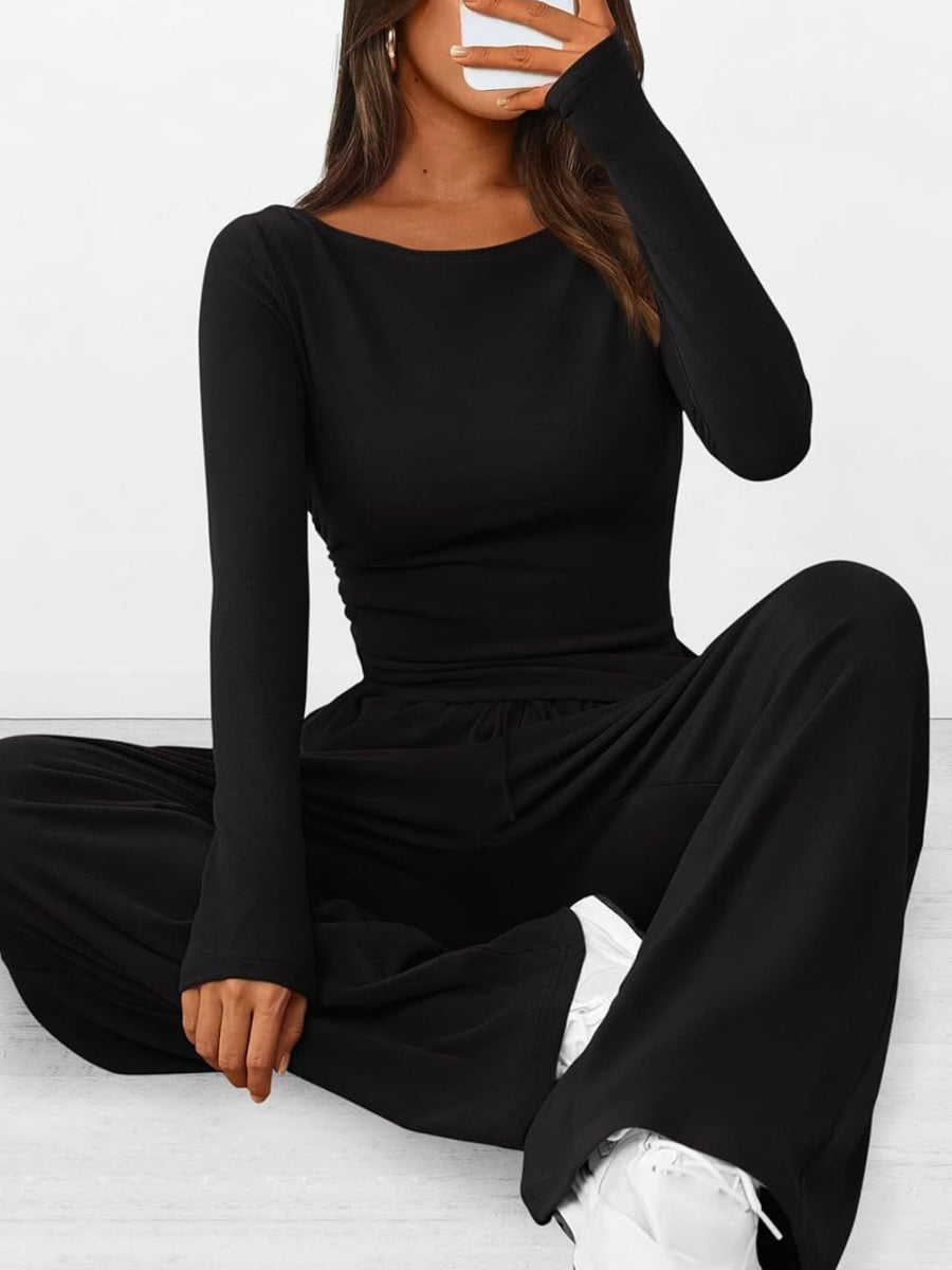 T-shirts Trousers With Laces Tight Two-piece Suit