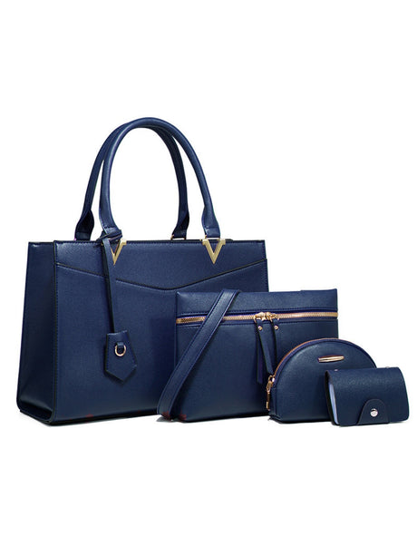Solid Color Handbag 4-piece Set