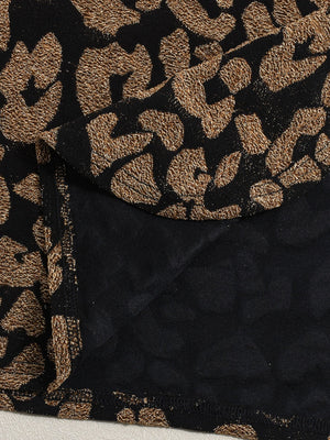 Leopard Print Color Matching Slit Lace Up Stretch Skirts