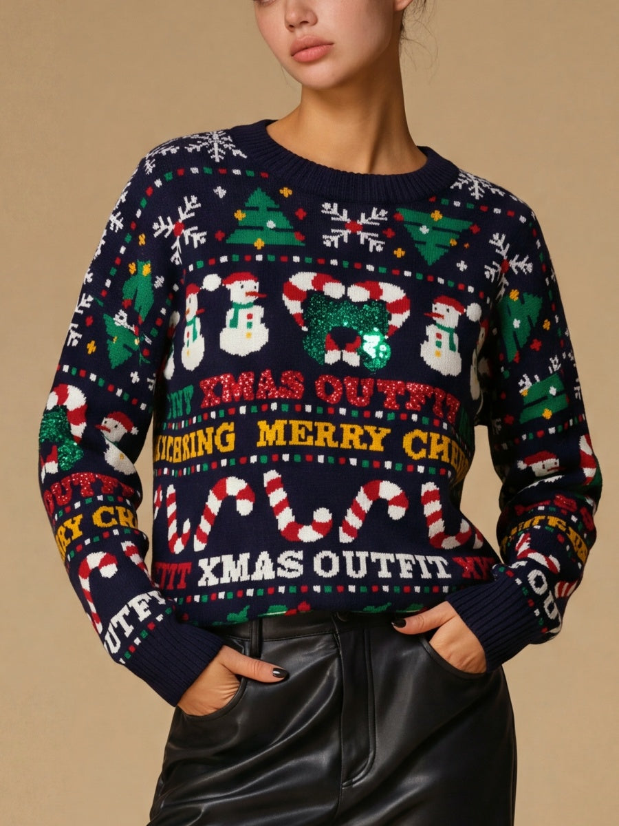Christmas Patterns Headgear Sequins Sweaters