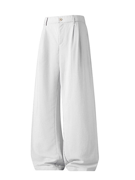 Army Green Flax Wide-leg Pants