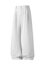 Army Green Flax Wide-leg Pants