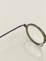 Lunettes vertes translucides à monture argentée