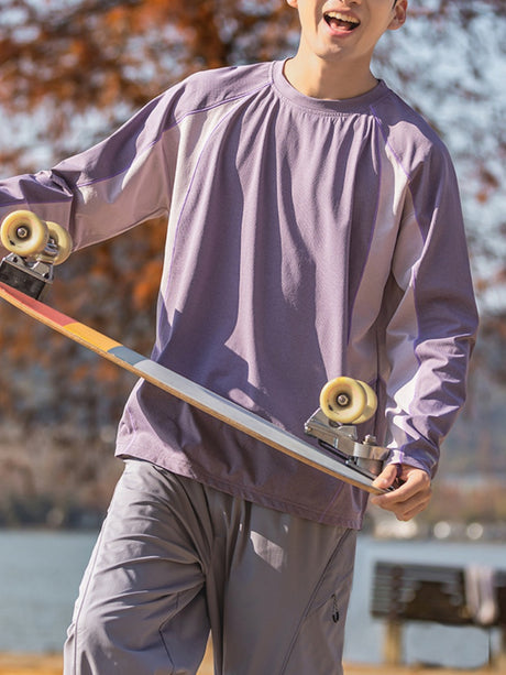 Quick-drying Sunscreen Loose-fit Color-blocked T-shirts