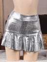 PU Leather Crocodile Pattern Stretch Short Skirt