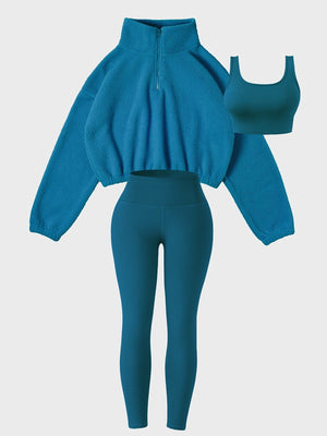 Tracksuit Plush Sweatshirt Yoga Pants Tank Tops Outdoor Leisure 3-piece Sets