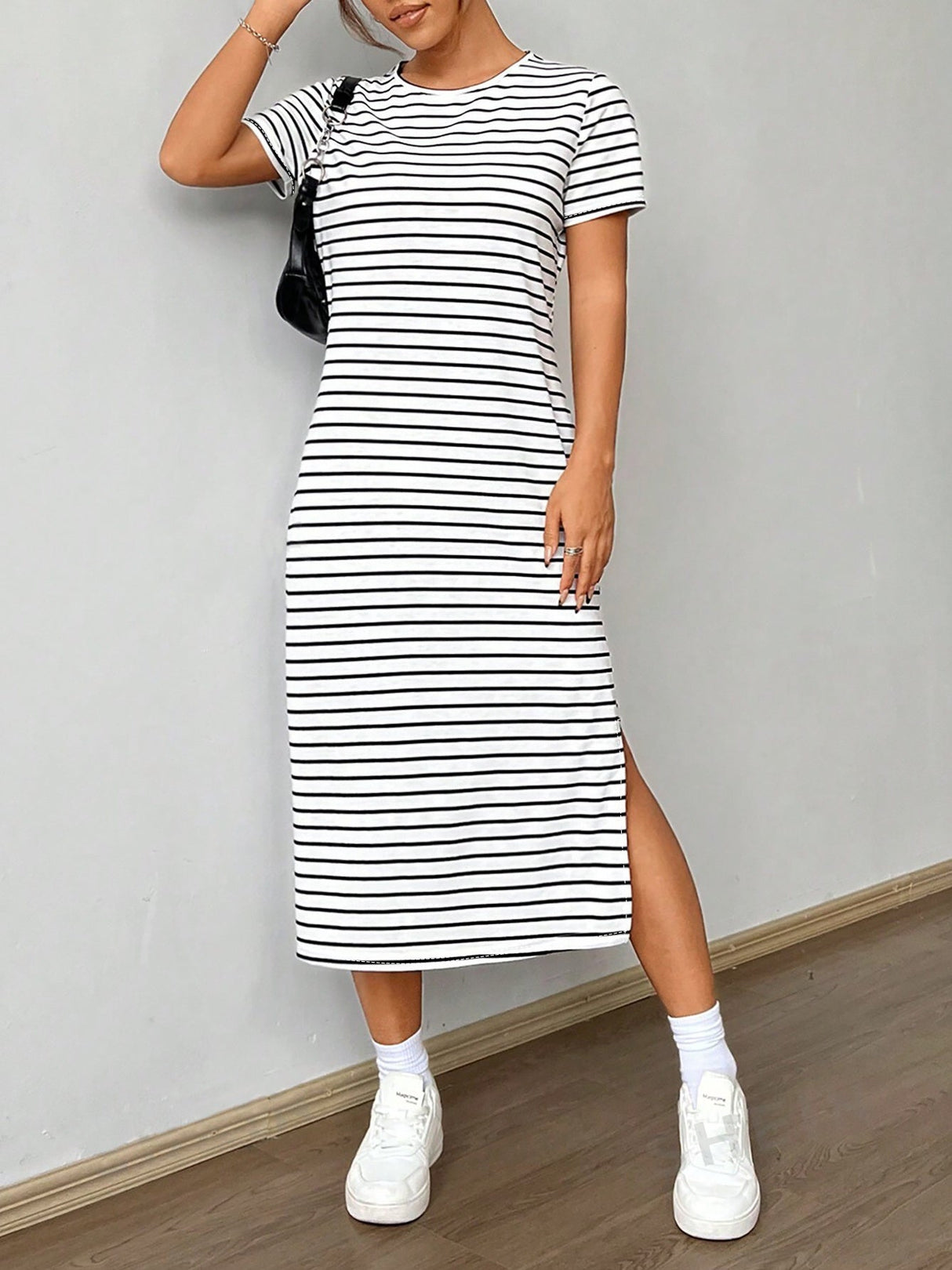 Stripes Slit Maxi Dresses