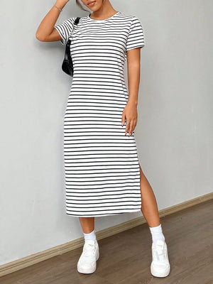 Stripes Slit Maxi Dresses