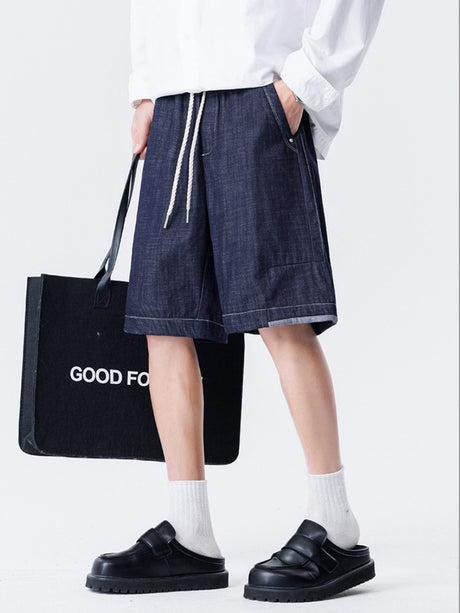 Retro Patchwork Color-blocked Tooling Five Points Shorts