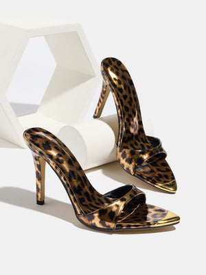 Leopard Print Pointed-toe Stiletto Sandals