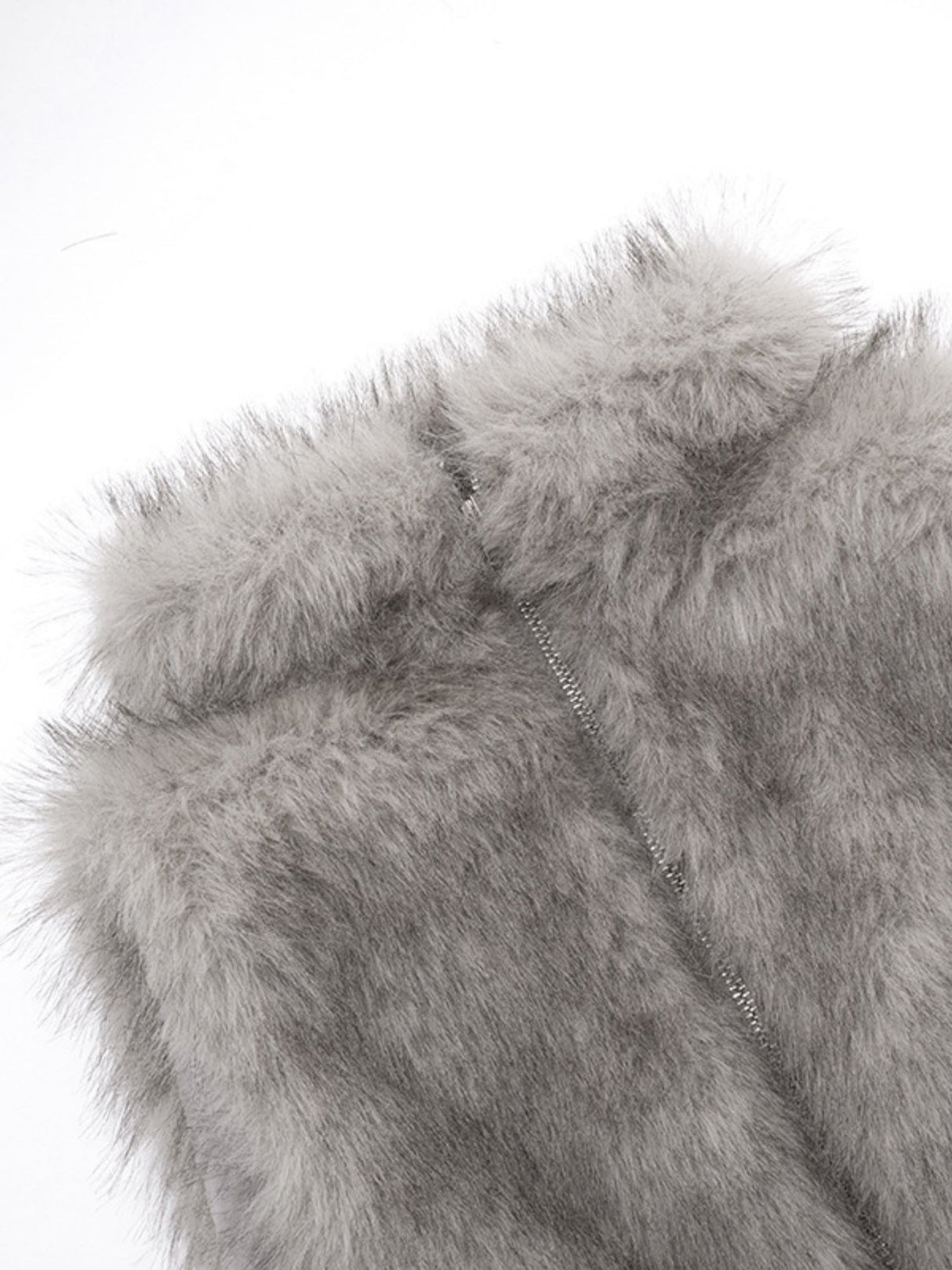 Turtleneck Furry Patchwork Zipper Vest Top