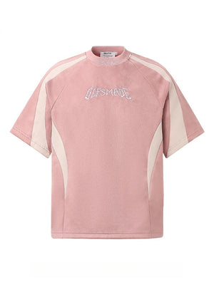 Suede Locomotive Machete Patchwork Embroidery T-shirt