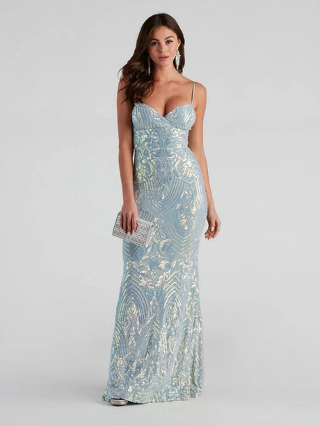 Liber Autumn women's sequins V-neck suspender long dress