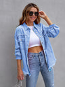 Multicolor Raw Hem Denim Jacket