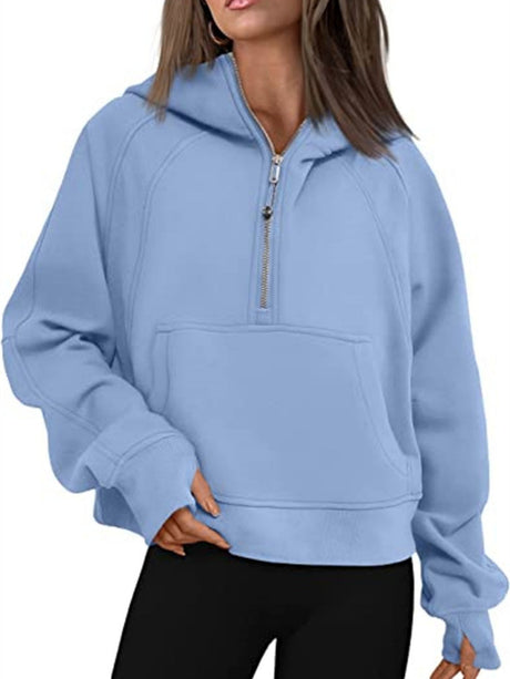 Liber Summer Women's Zipper Color matching Sweatshirts&Hoodies