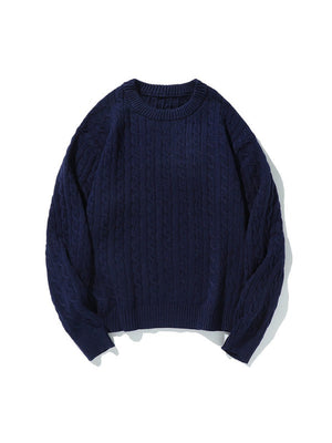 Mahua Retro Keep Warm Crew Neck Loose All-match Sweaters