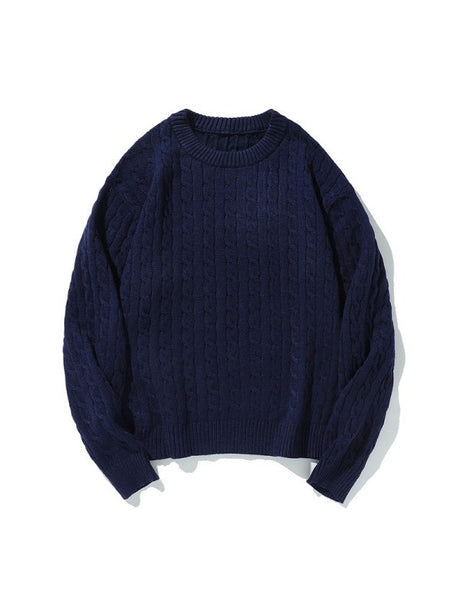 Mahua Retro Keep Warm Crew Neck Loose All-match Sweaters
