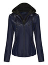 Hooded Removable 2-piece Sets Leather Jacket