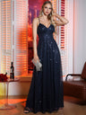Sequin Spaghetti Strap V-Neck Maxi Dresses