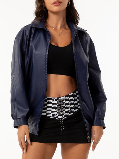 Street Cool Loose Pocket Leather Jacket