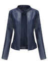 Street Cool Thin Stand Collar Zipper Leather Jacket