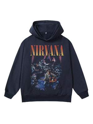 Washing Loose Terry Printed Hoodies