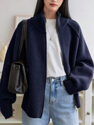 Liber Stand-up Collar Zipper Cardigans