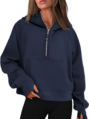 Liber Summer Women's Zipper Color matching Sweatshirts&Hoodies