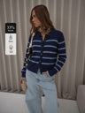 Wool-Blend Striped Polo Cropped Cardigan