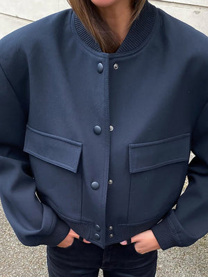 Liber Autumn Women's Baseball uniform Solid Color Jackets