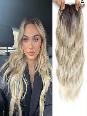 Invisible, Seamless, Long, Curly Wig With White Hair Covering