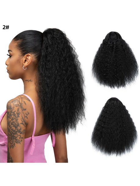 Small Curly Ponytail Synthetic Fiber Drawstring Braid High-temperature Silk Wig