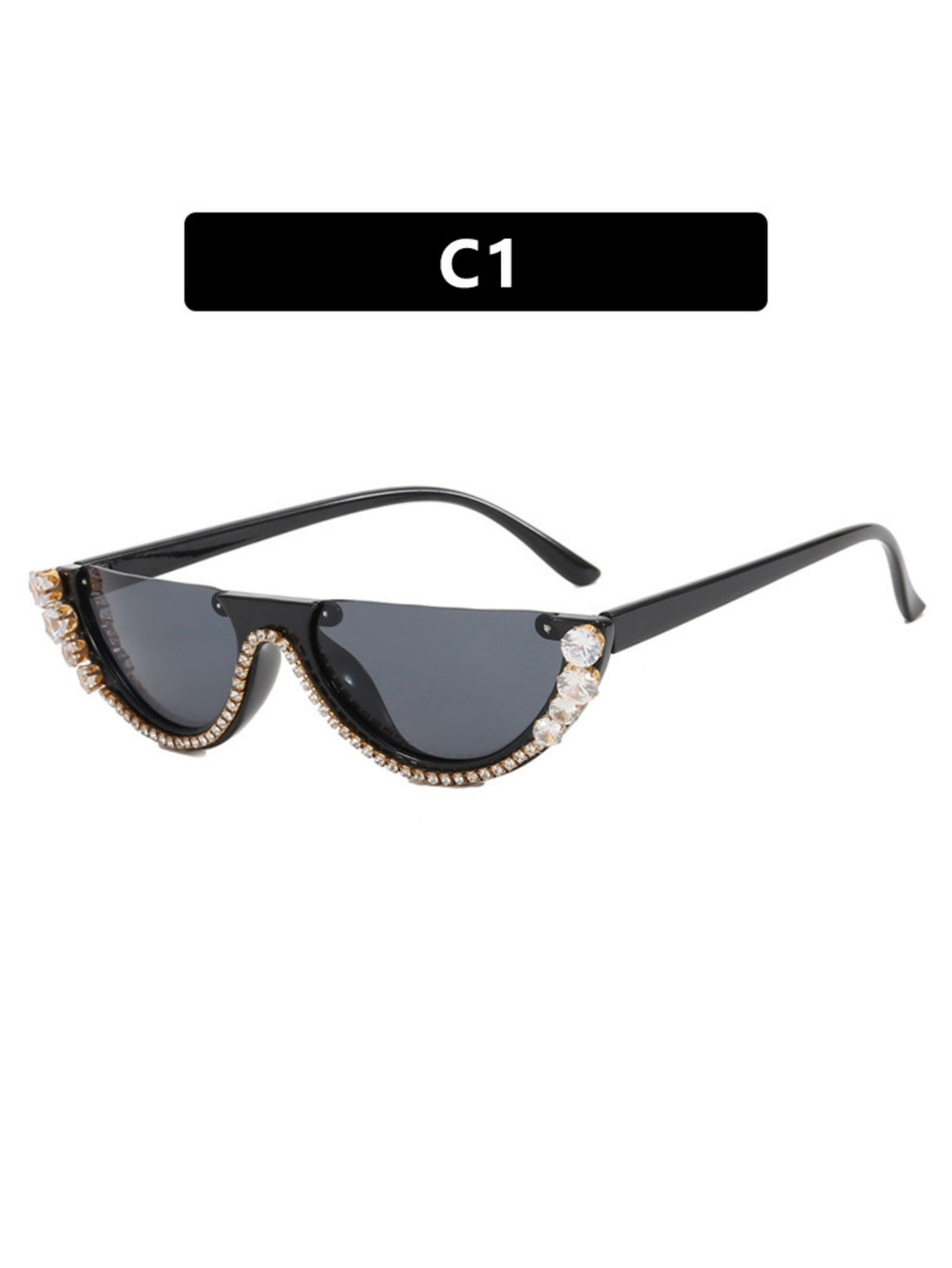 Rhinestone Half-rimmed Sunglasses