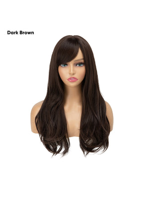 Long, Curly Hair With Side-swept Bangs, Full Head Of Synthetic High-temperature Silk Wig