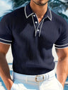 Color Matching Stripes Polo Shirt