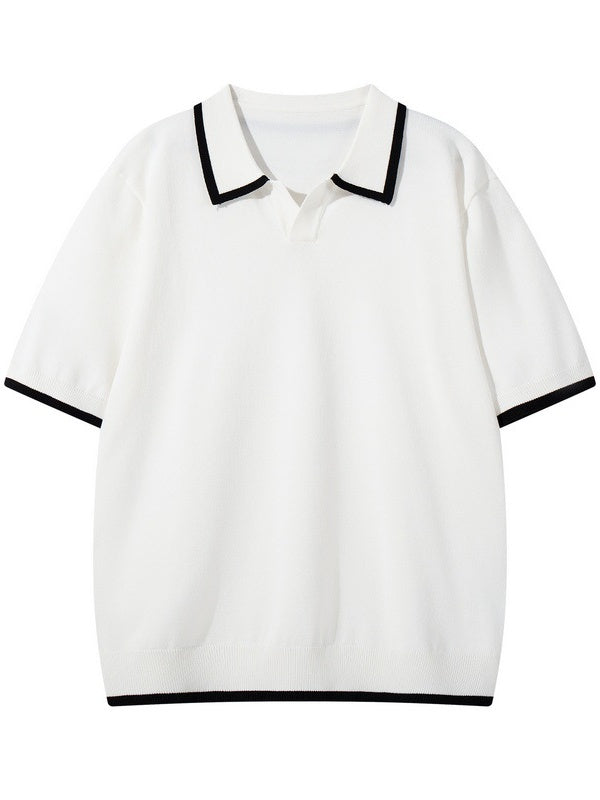 Old Money Style Color-blocked Leisure Polo Shirts