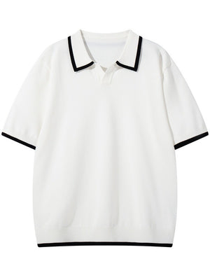 Old Money Style Color-blocked Leisure Polo Shirts