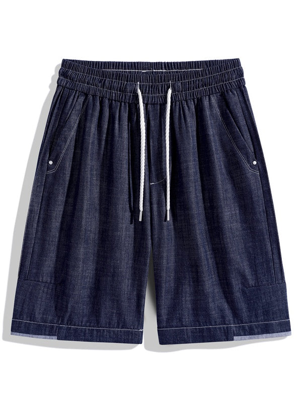 Retro Patchwork Color-blocked Tooling Five Points Shorts