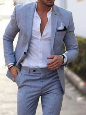 Flax Solid Color Suit Set 2-piece Sets