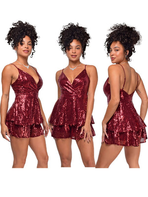 Sleeveless Backless Sequined Halter Jumpsuit