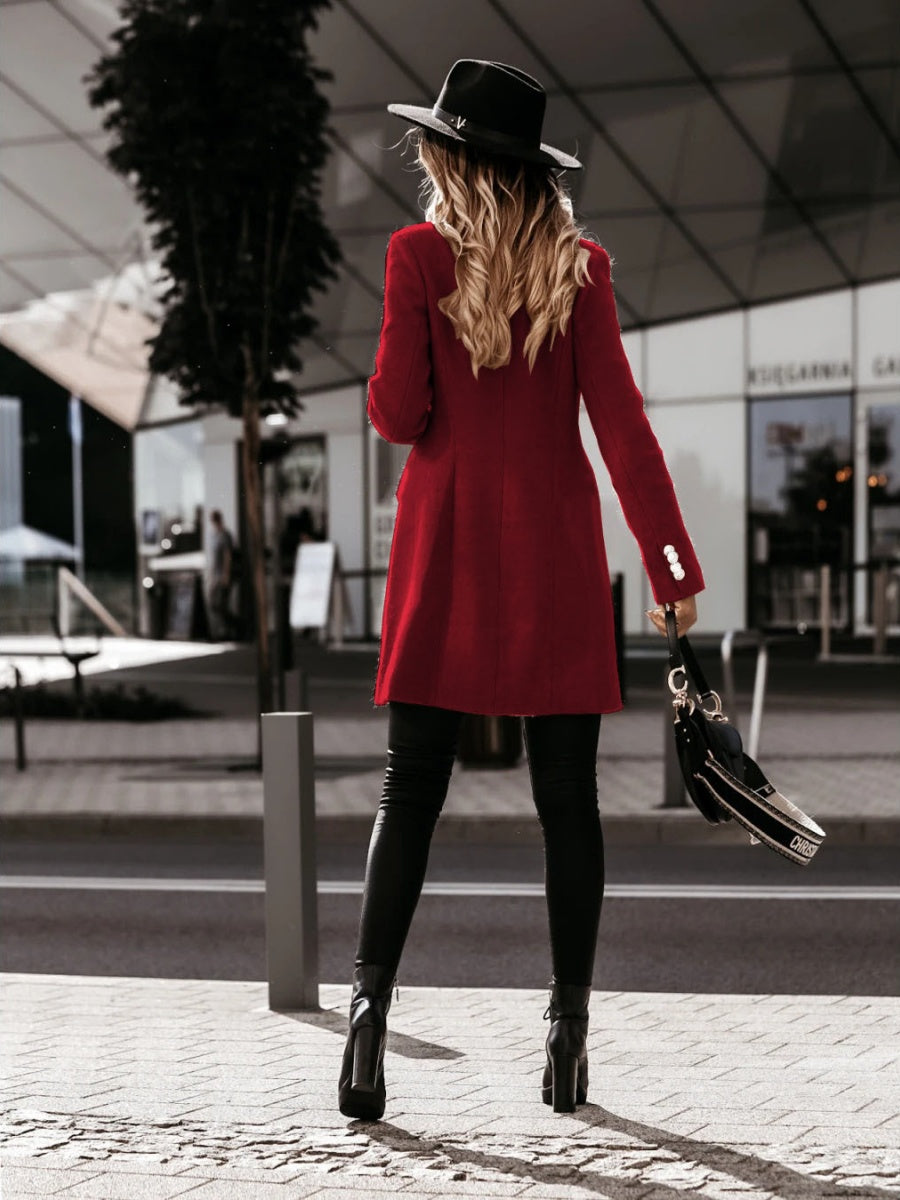 Long Sleeve Suit Collar Double-breasted Coats