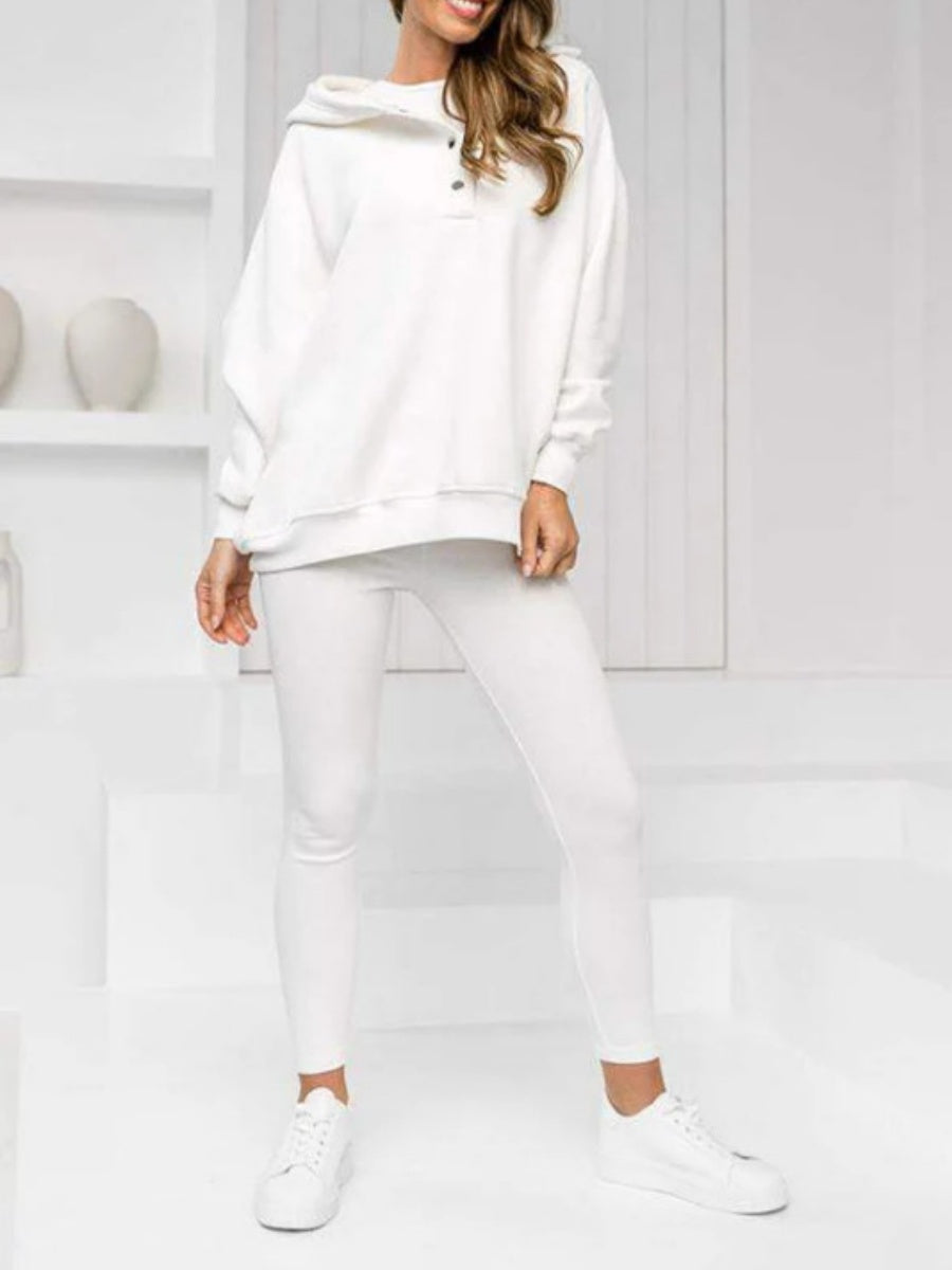 Sporty Casual Hoodie Sweatshirt, Ribbed Slim Fit Vest And Pants Three-piece Set