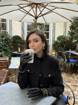 Chanel-inspired Stylish Short Dress With Button Embellishments Blazers