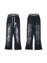Washing Water Old Printed Hooded Sweatshirt Trousers Set